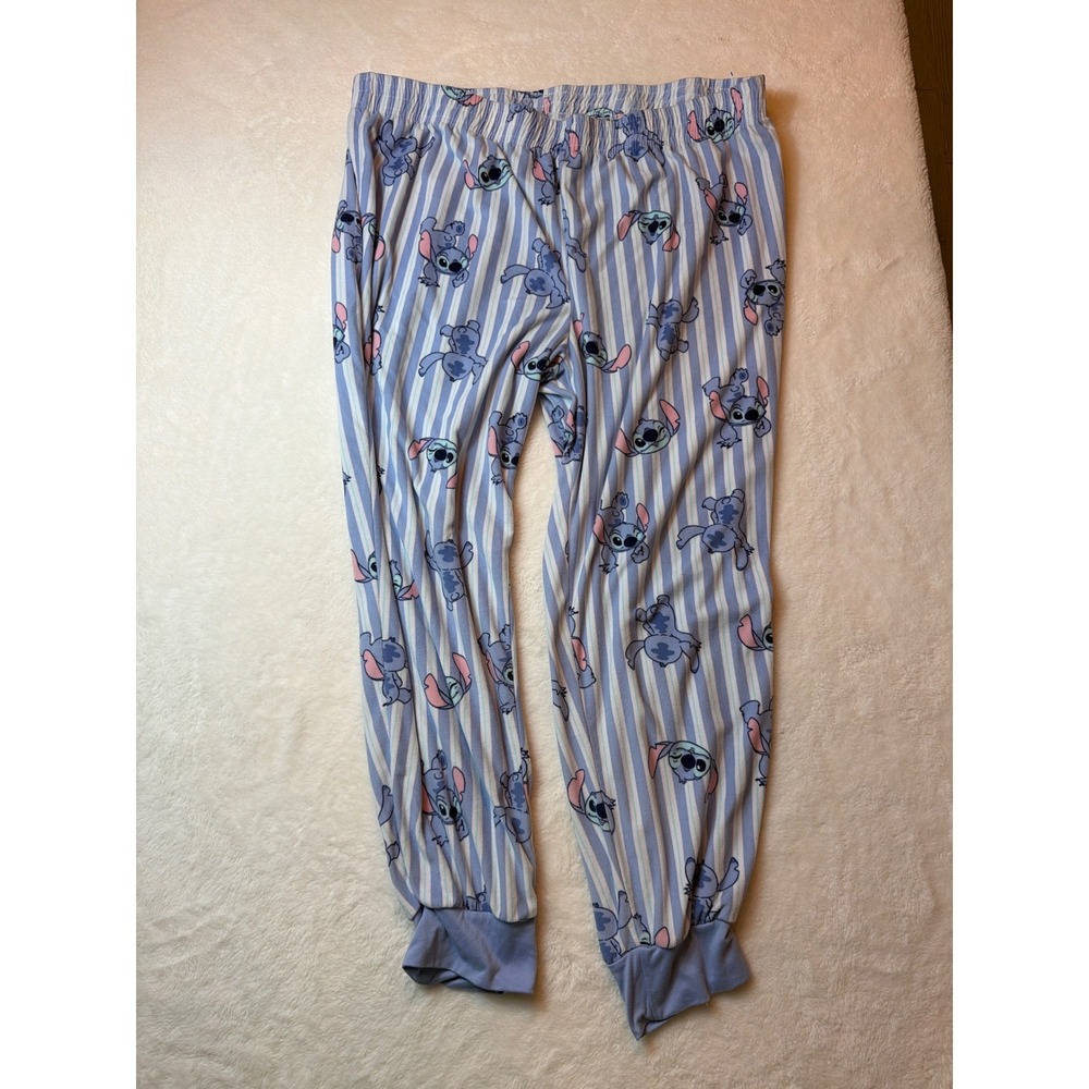 Disney Lilo & Stitch Pajama Pants Womens 2X Blue White Striped Jogger LZ44901SB